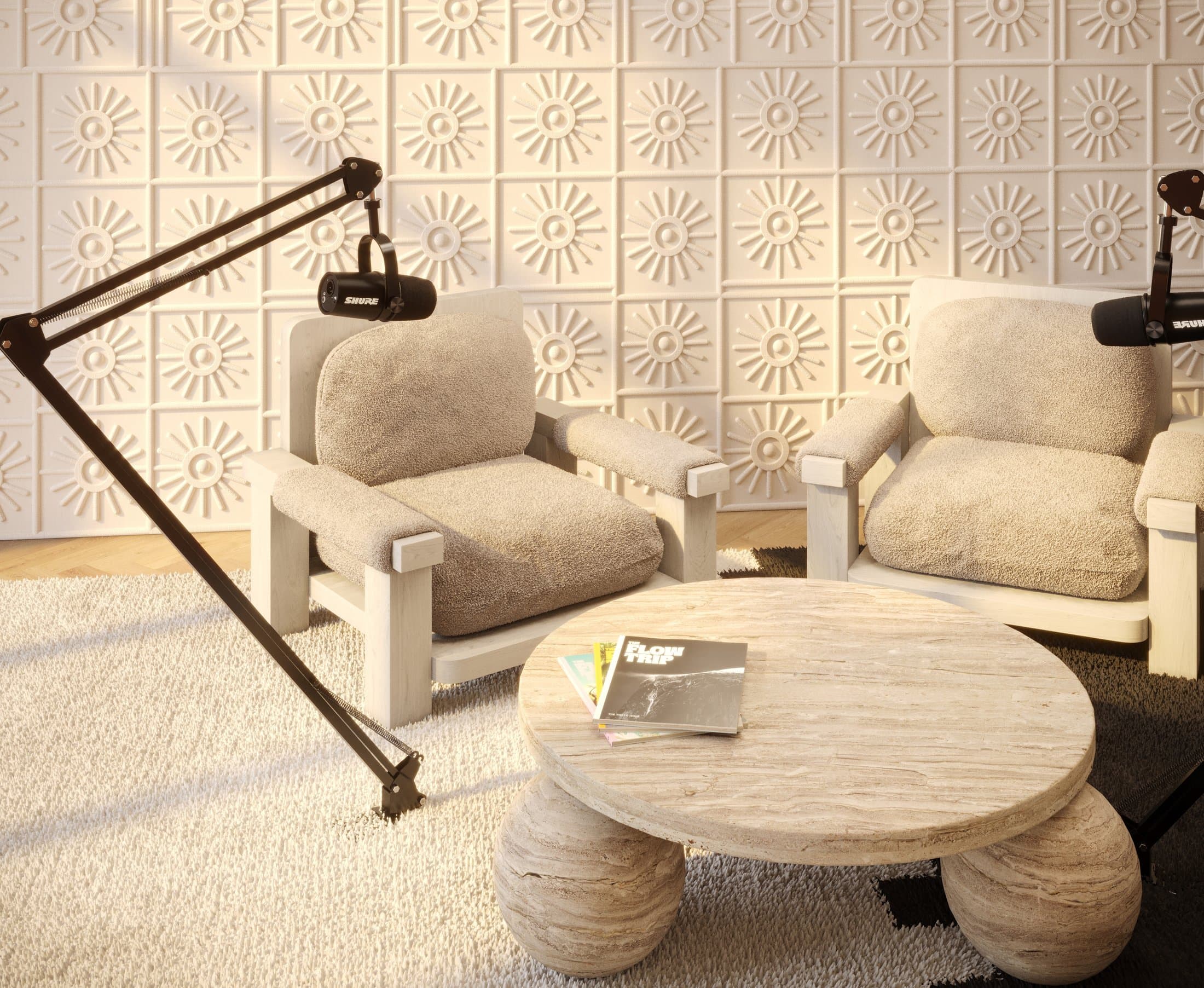 Sala de podcast y coworking de Flow House